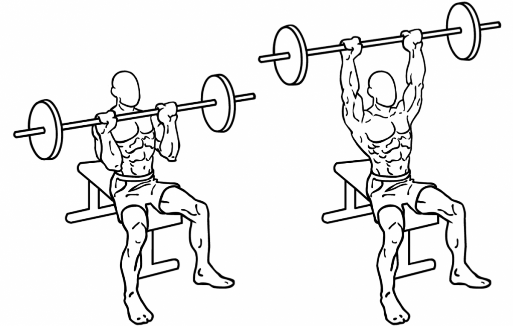 Man man military press fitness schouder oefeningen