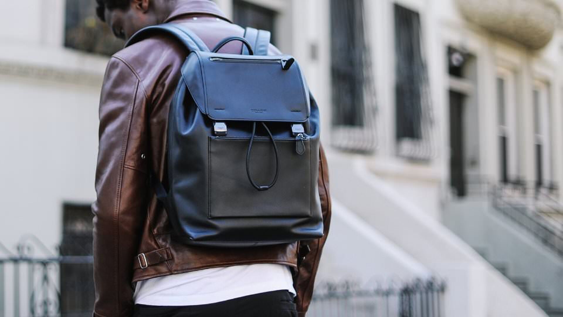 heren backpack rugtas heren zwart leer MAN MAN