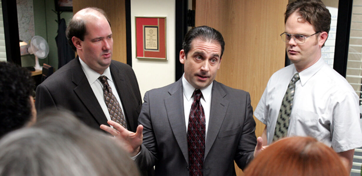 GOODMAN24 THE OFFICE -- NBC Series -- 'Health Care' -- Pictured: (l-r) Brian Baumgartner as Kevin, Steve Carell as Michael, Rainn Wilson as Dwight -- NBC Universal Photo: Justin Lubin Ran on: 05-17-2005 Ran on: 05-17-2005 Ran on: 05-17-2005