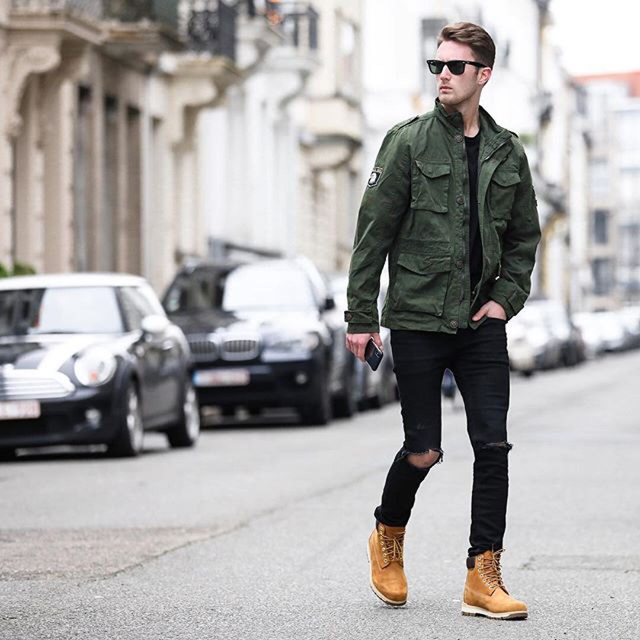 Groen jas look