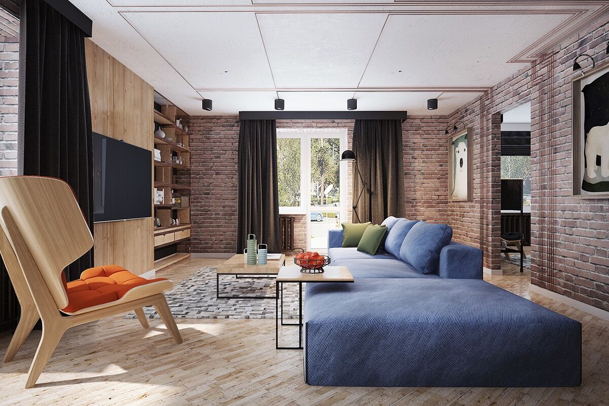 stenen muur brick wall woonkamer man man 2