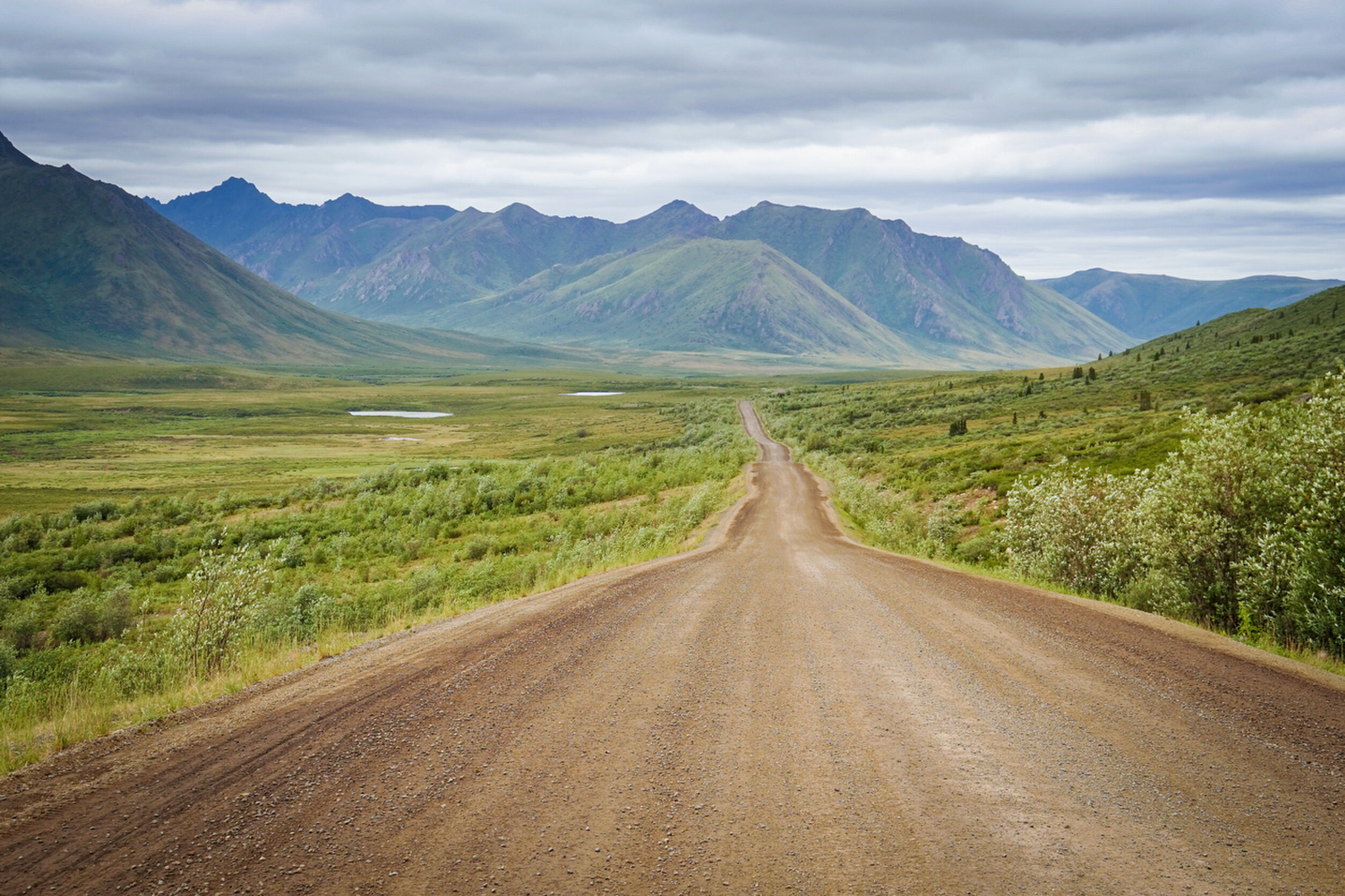 The empty Dempster Highway in the Yukon.