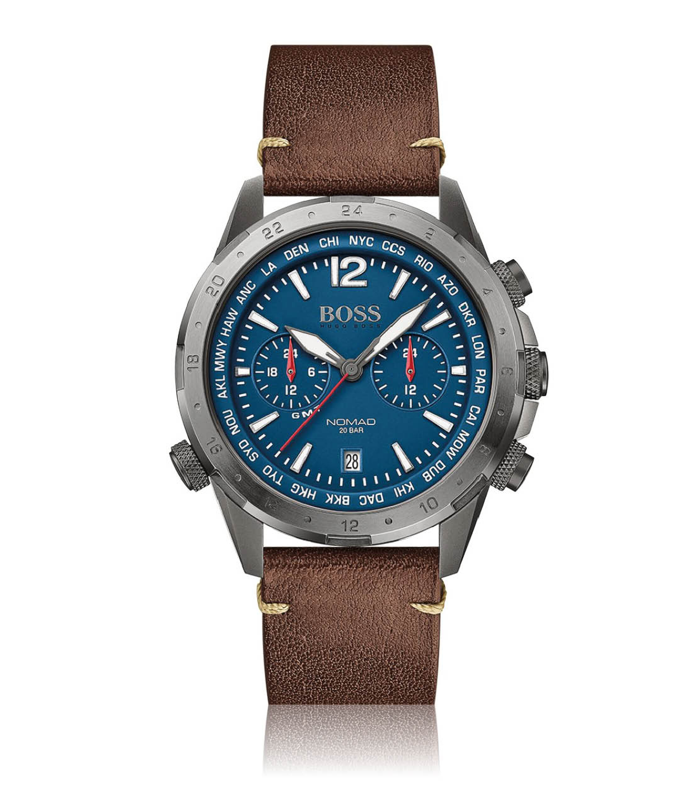 sportief horloge met leren band
