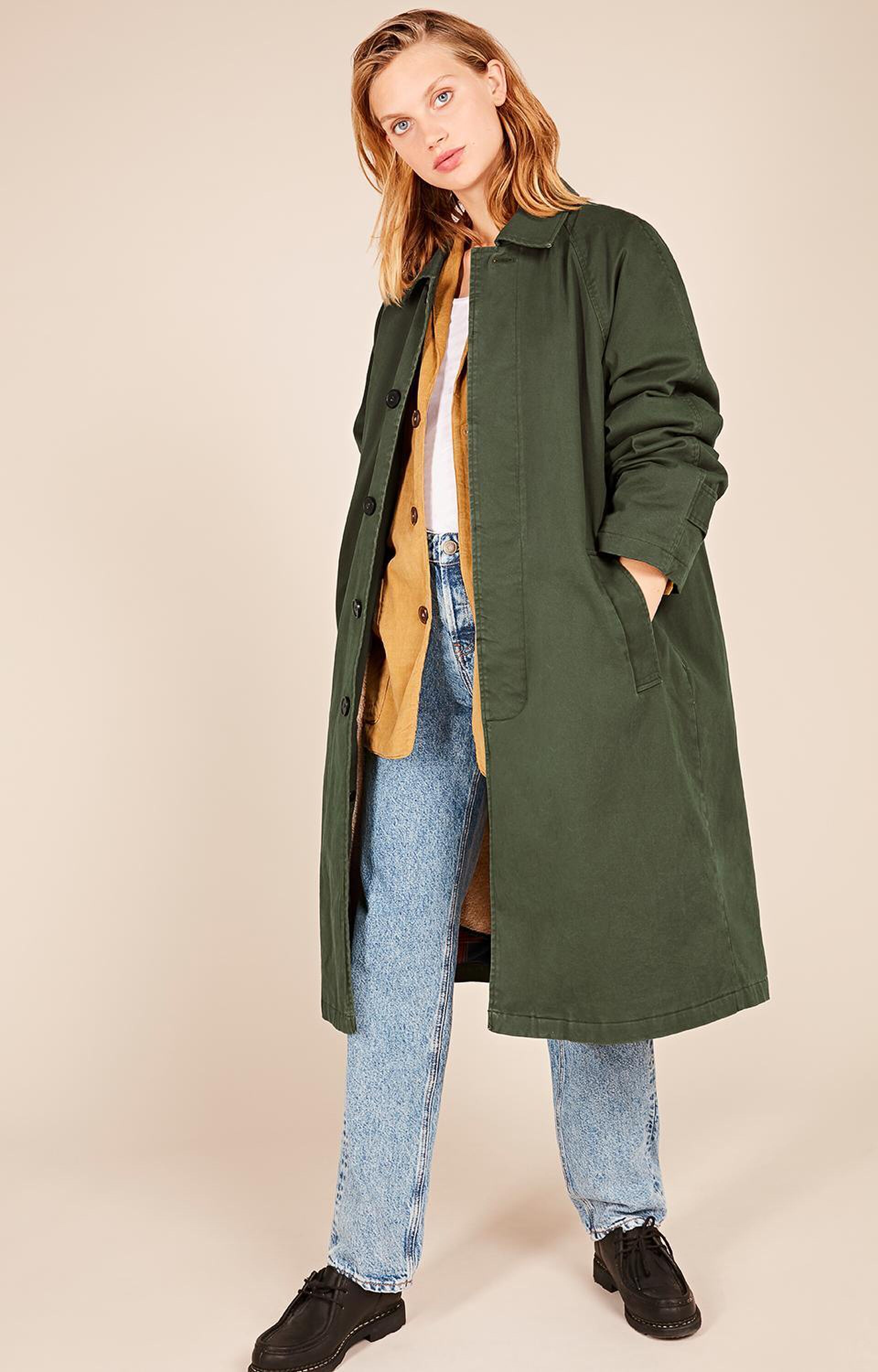 olijfgroene trenchcoat