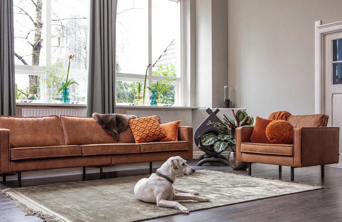 cognac leren bank