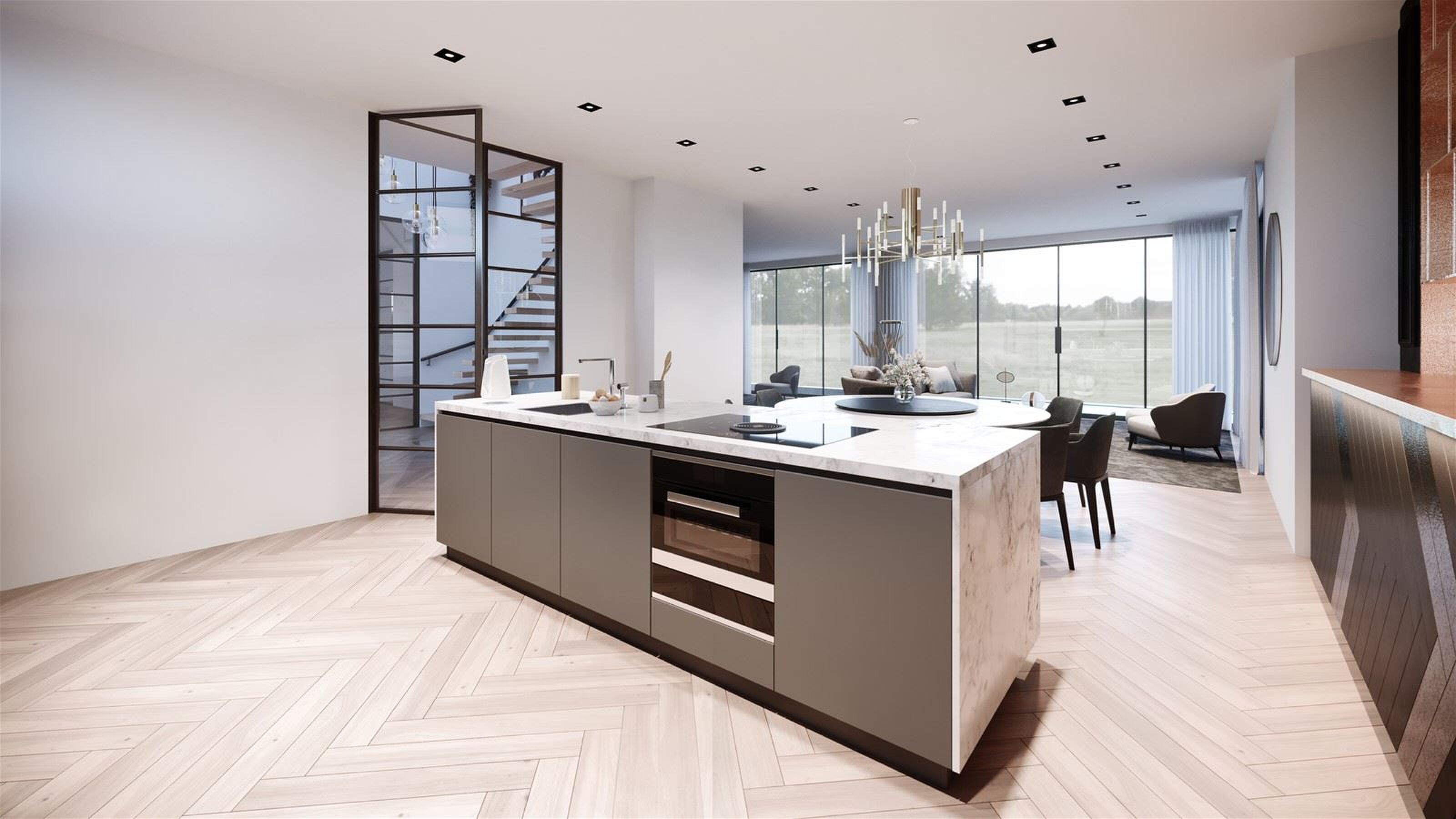 luxe moderne keuken met kookeiland