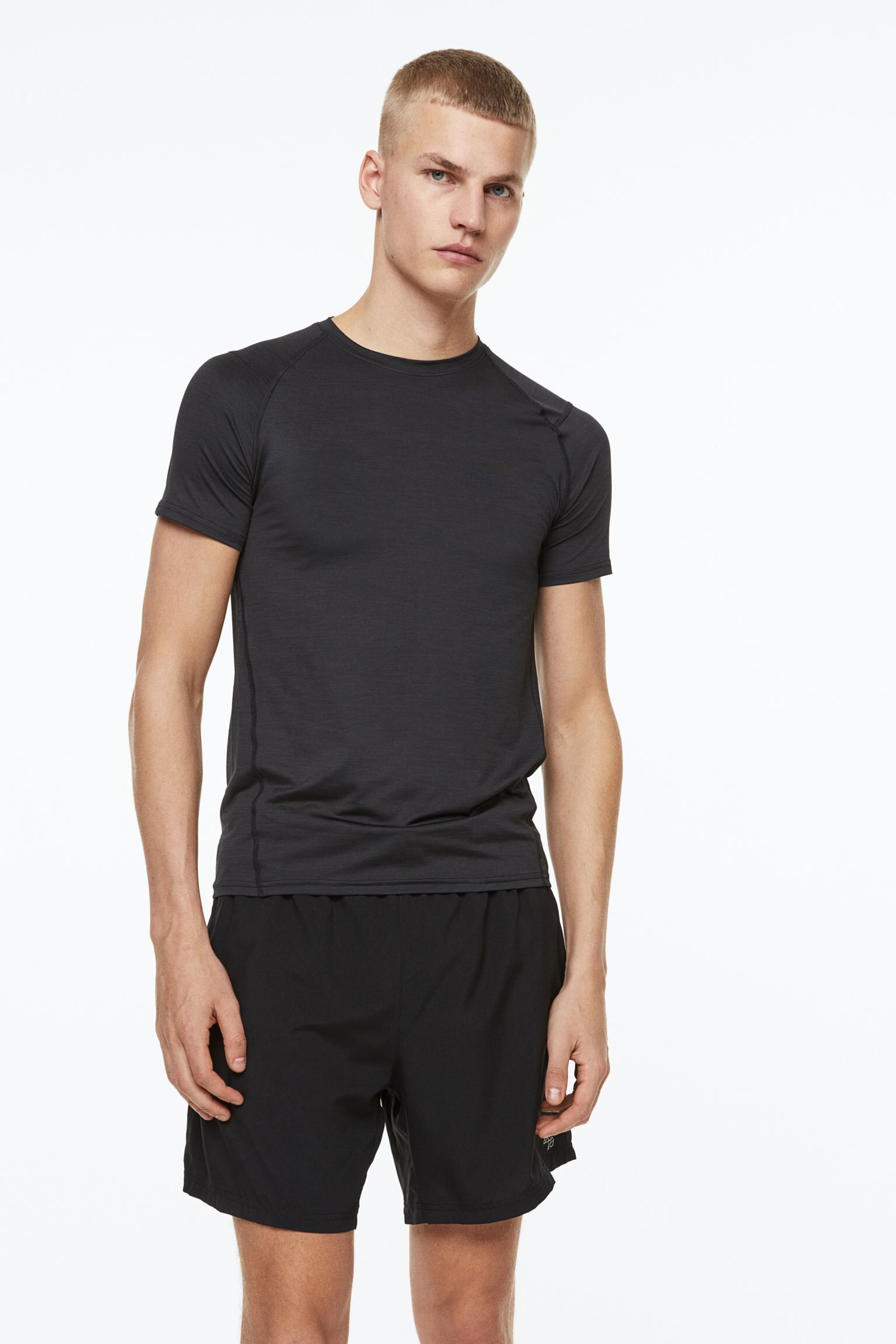 Sportshirt heren zwart basic
