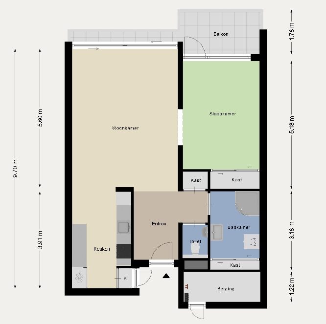 funda appartement zonder badkamer