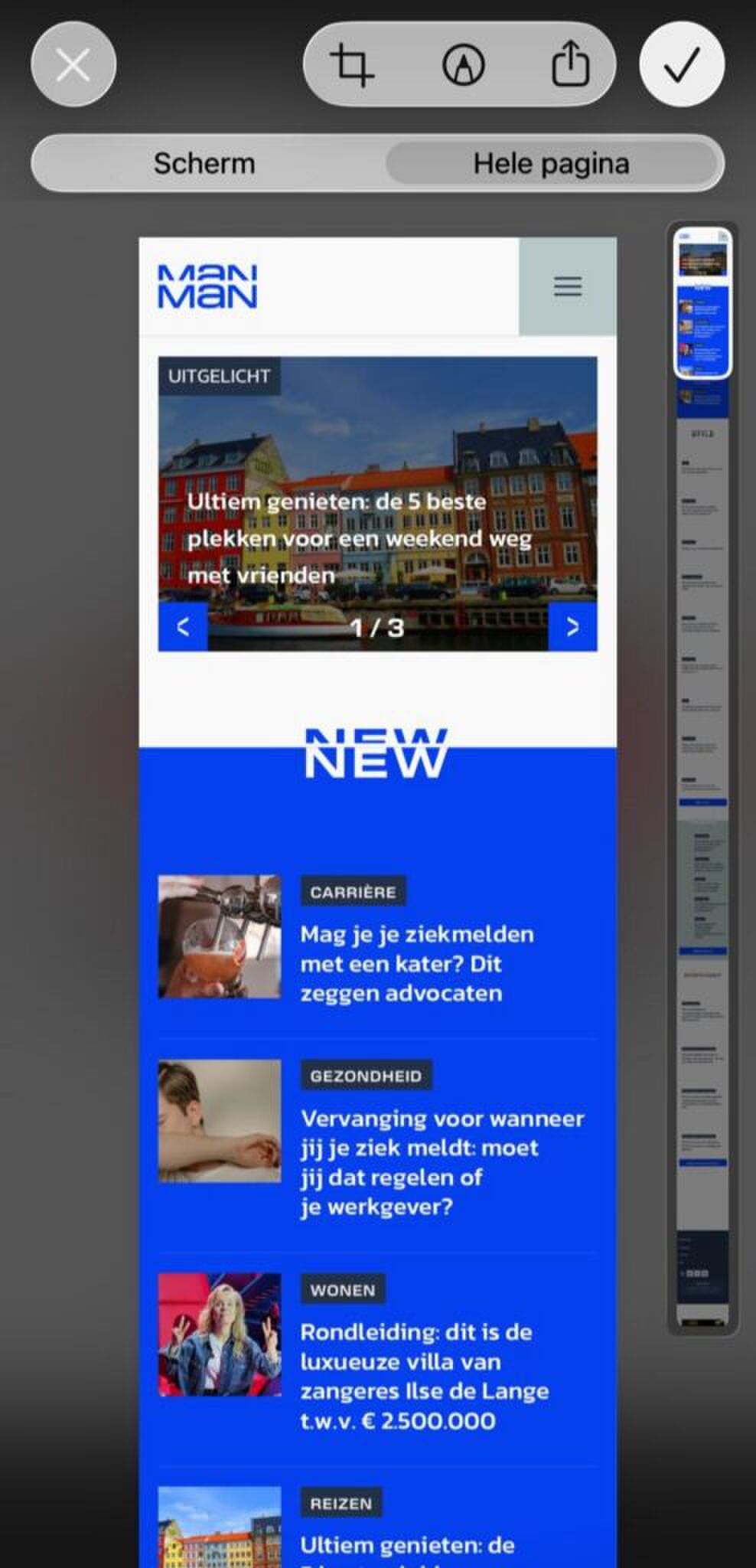 Een screenshot maken van een hele web pagina