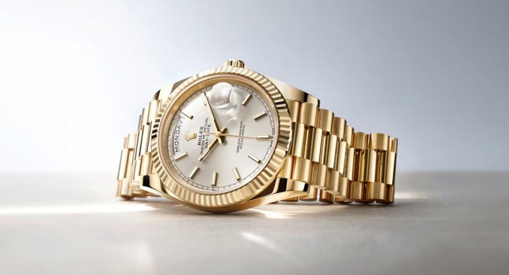 De Day-Date, een van de gouden horloges van Rolex.
