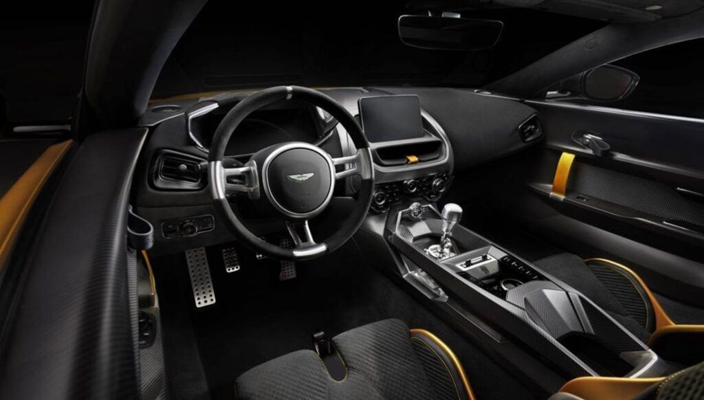 Het interieur van de Aston Martin Valiant van Fernando Alonso.
