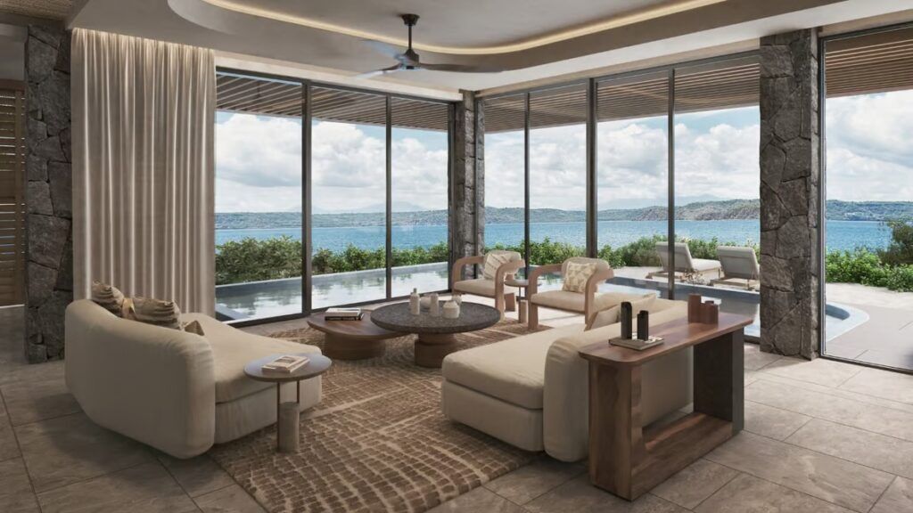 De woonkamer van de duurste villa in Costa Rica.