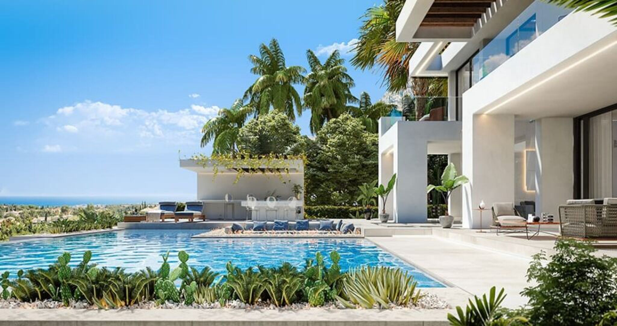 De achtertuin van het vakantiehuis van Cristiano Ronaldo.