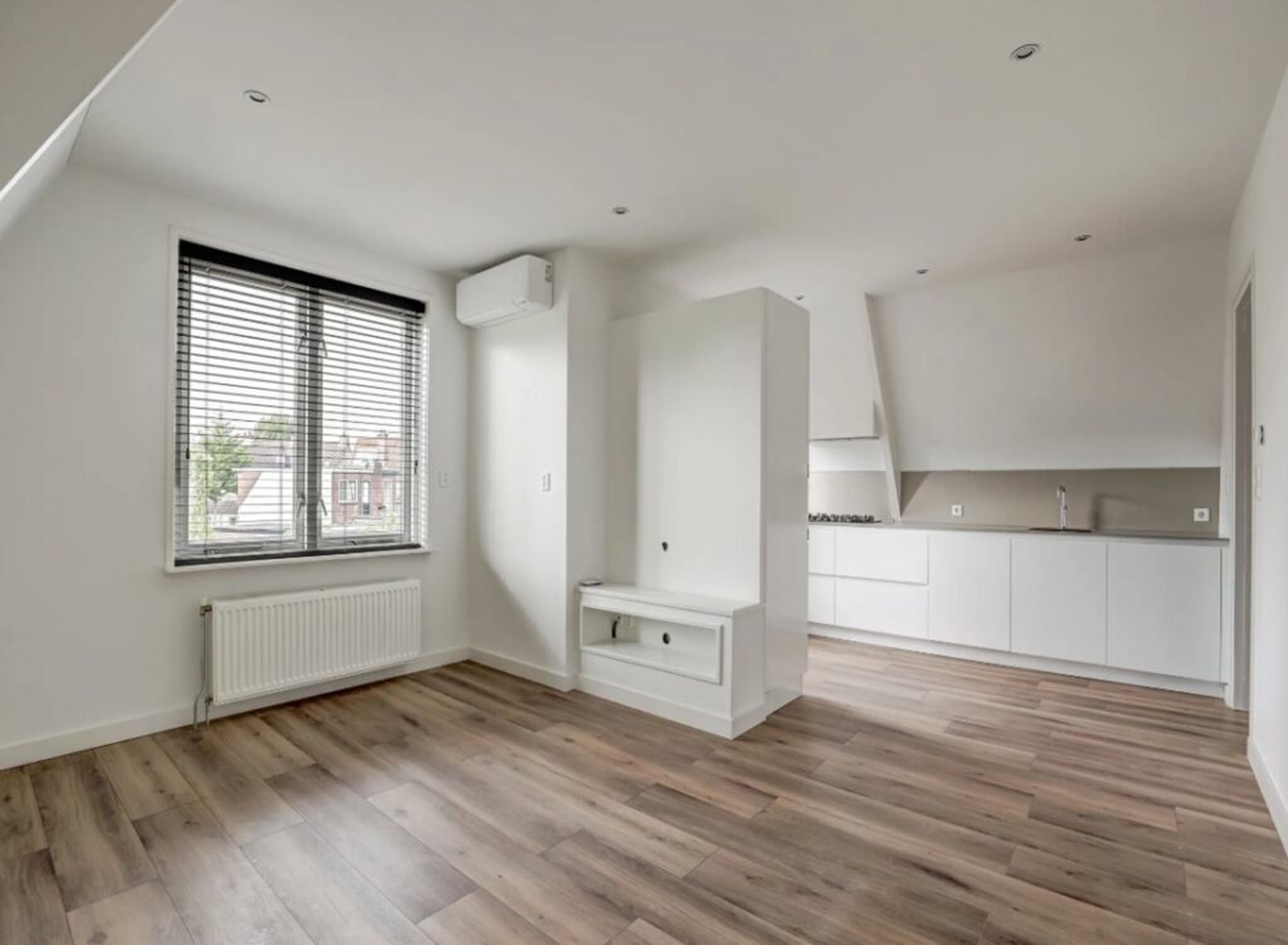 De woonkamer en keuken.