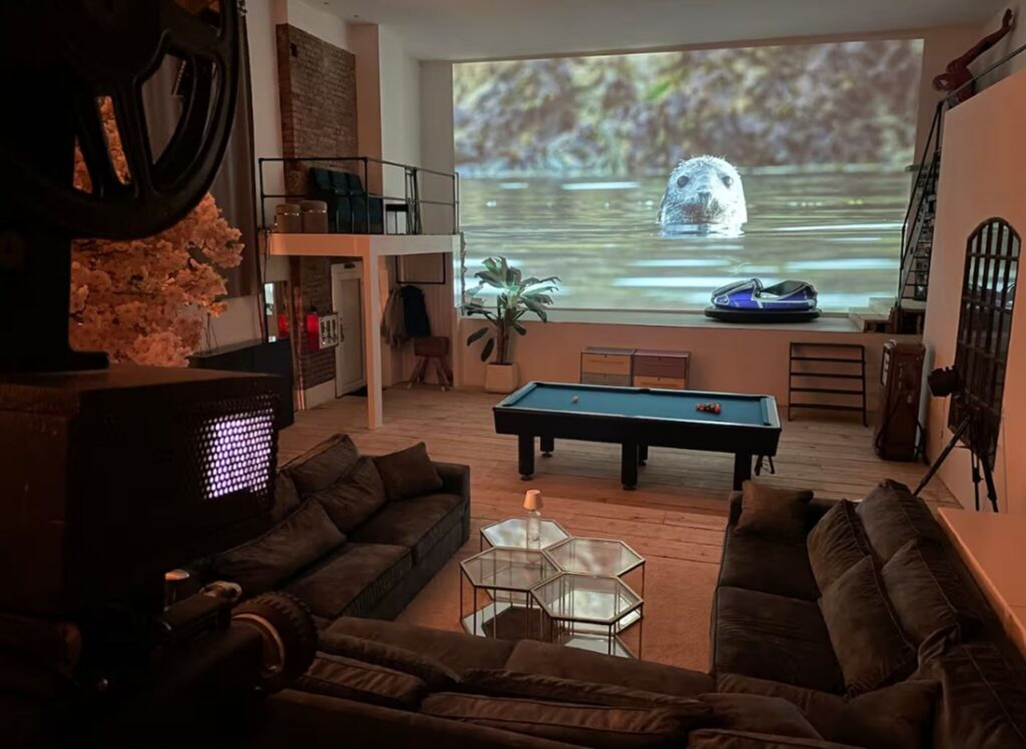 De living van de Airbnb in Duitsland.