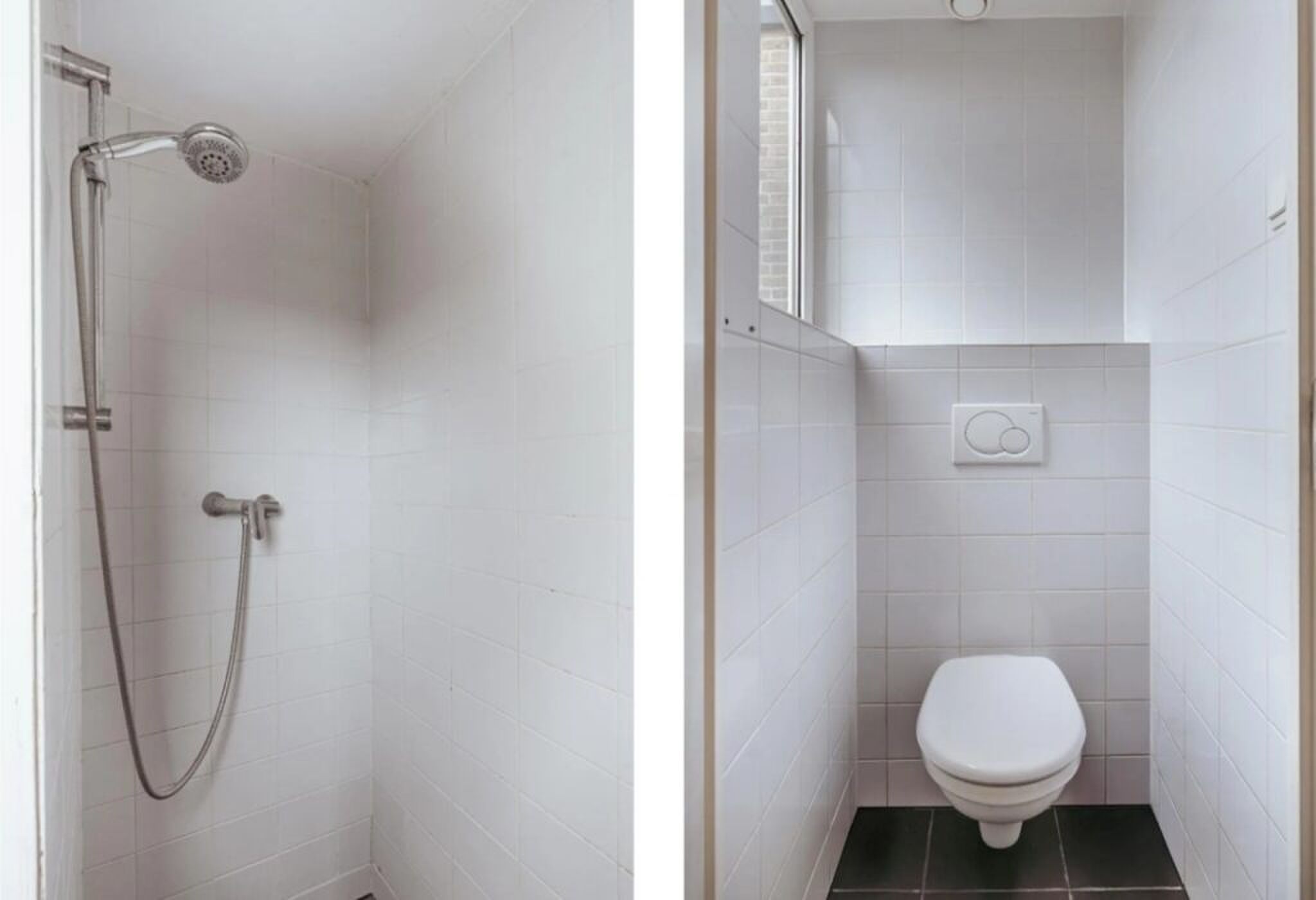 De gedeelde douche en toilet. 