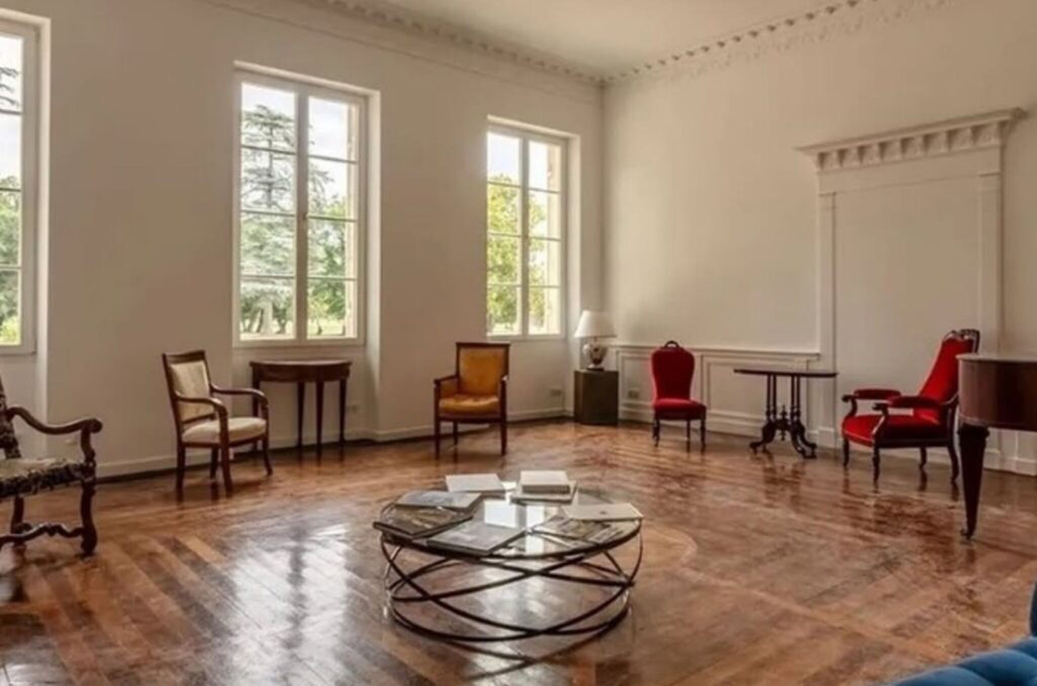 De living van het appartement in het château.