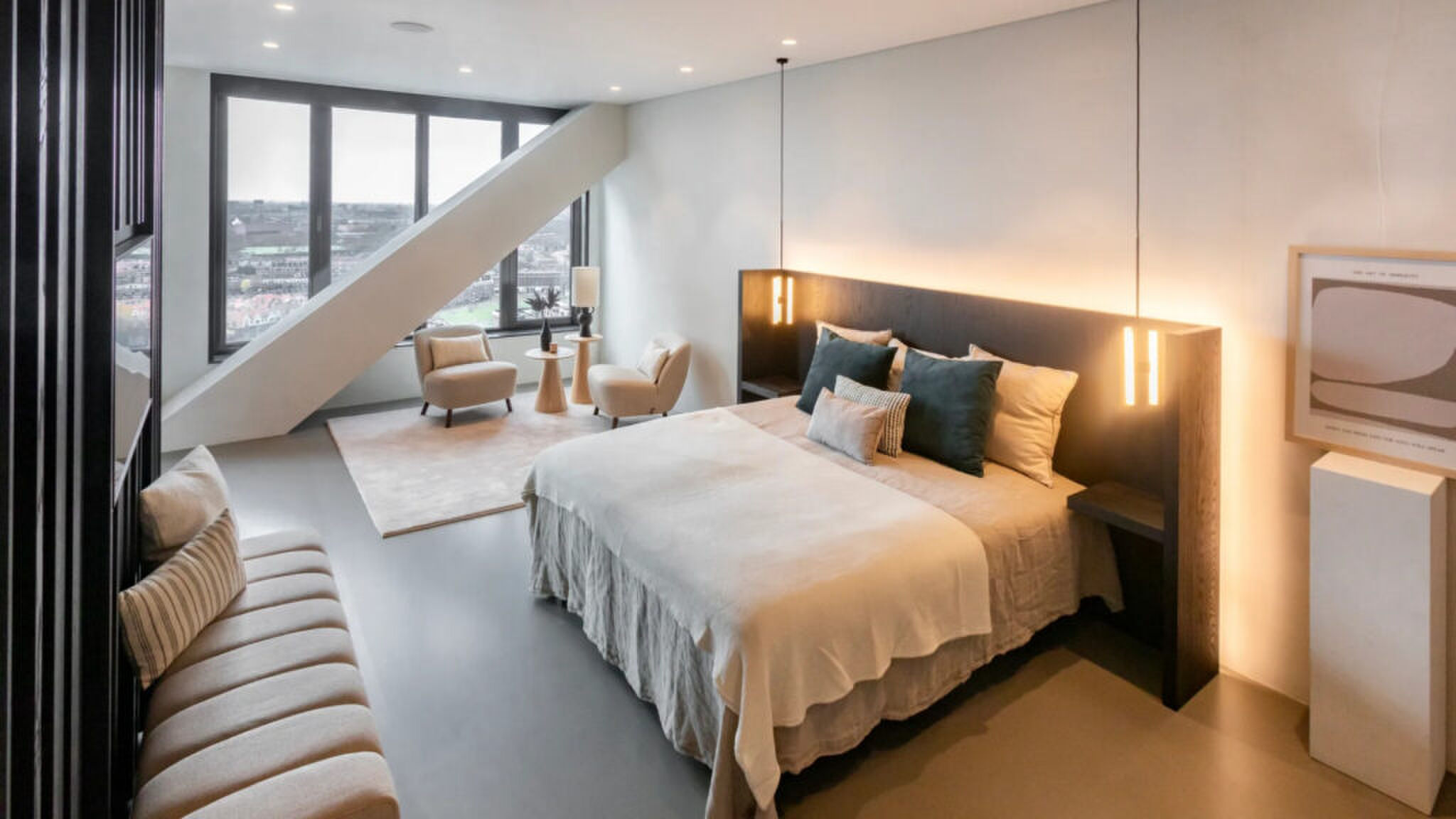 de slaapkamer van het nieuwe appartement van Antoon