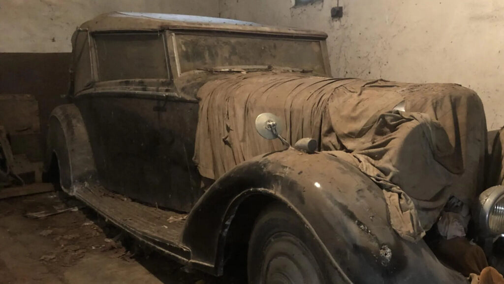 Bentley Derby in garage