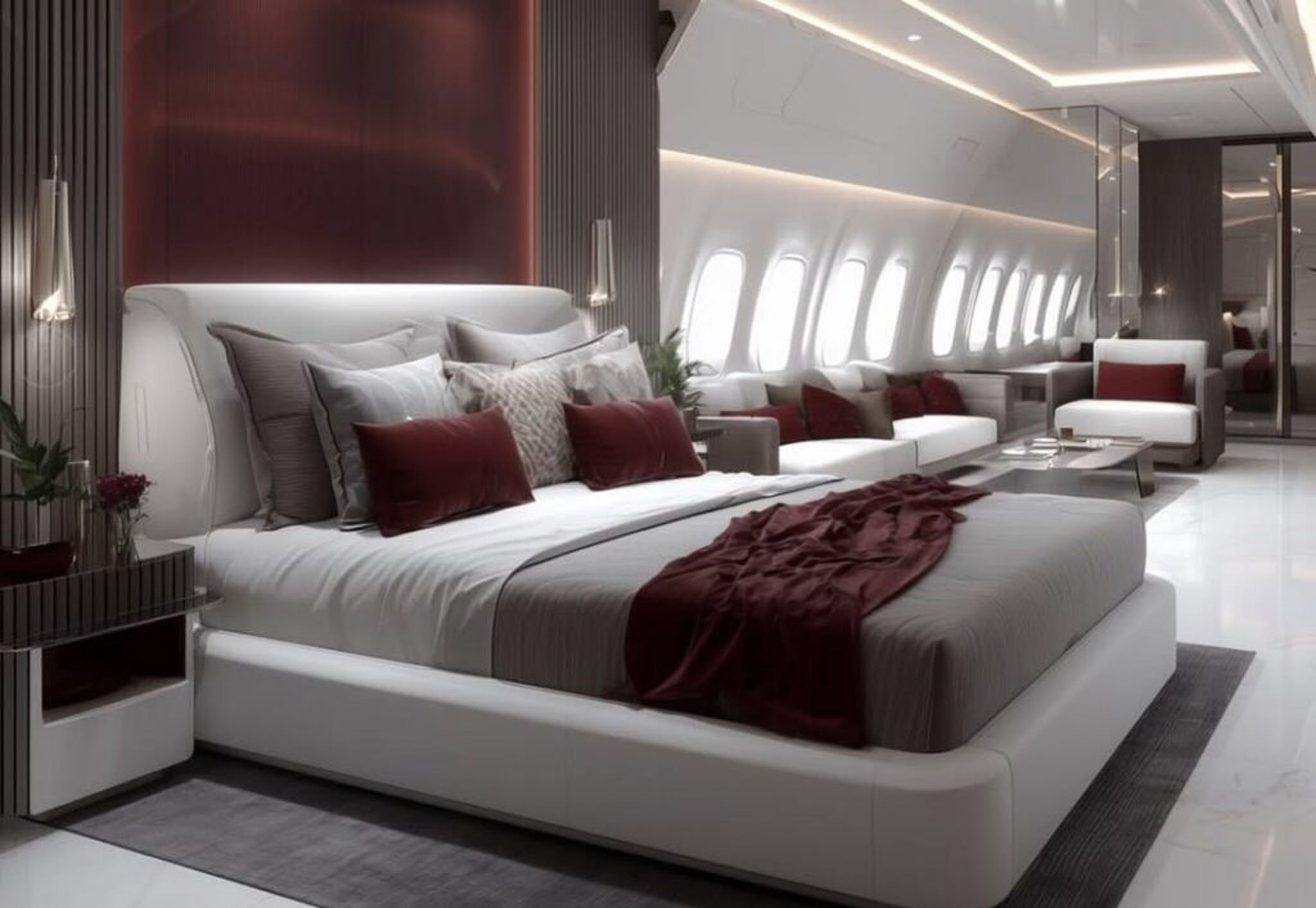 De mastersuite in de Maroon Gold A380 Estate.