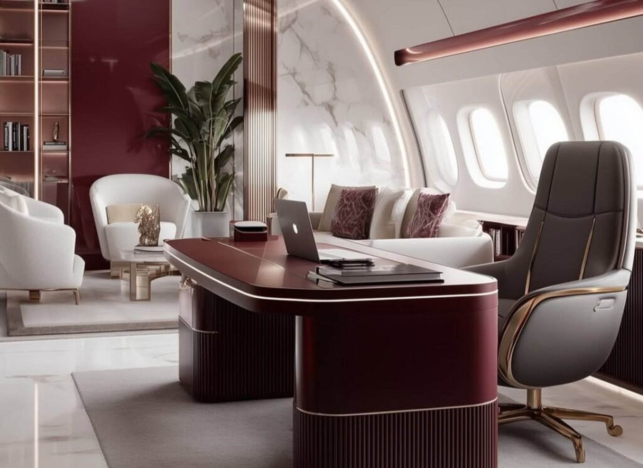 Het priv&eacute;kantoor met luxe stoelen.