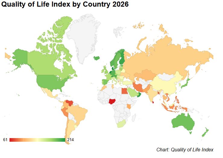 De quality of life index van Numbeo