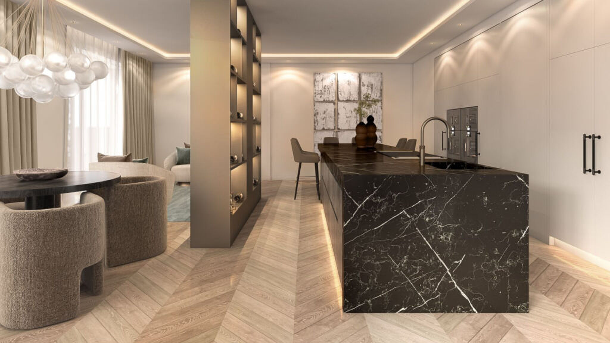 De keuken van het penthouse van Emma Heesters.