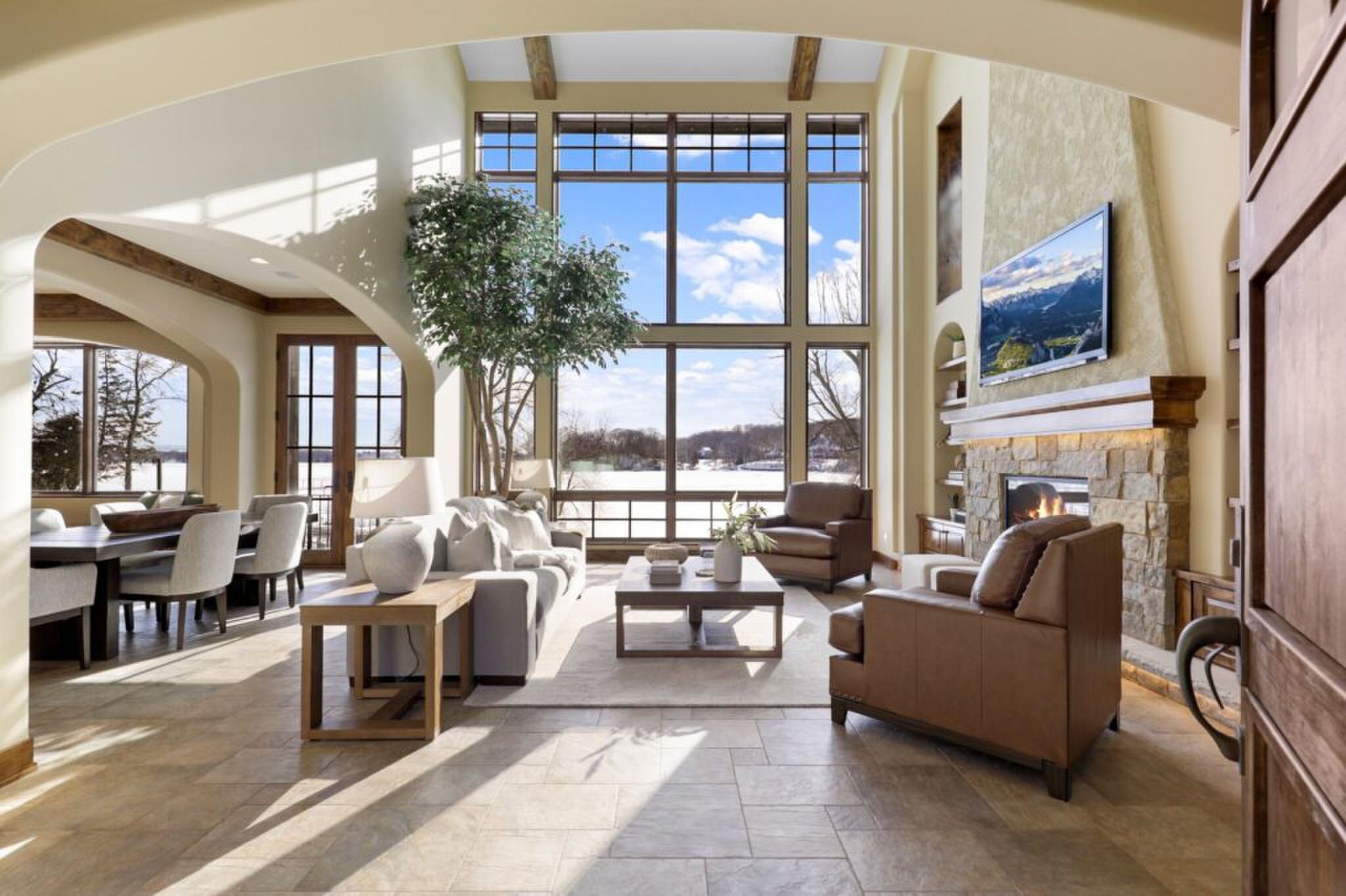 De living van de villa in de Verenigde Staten.