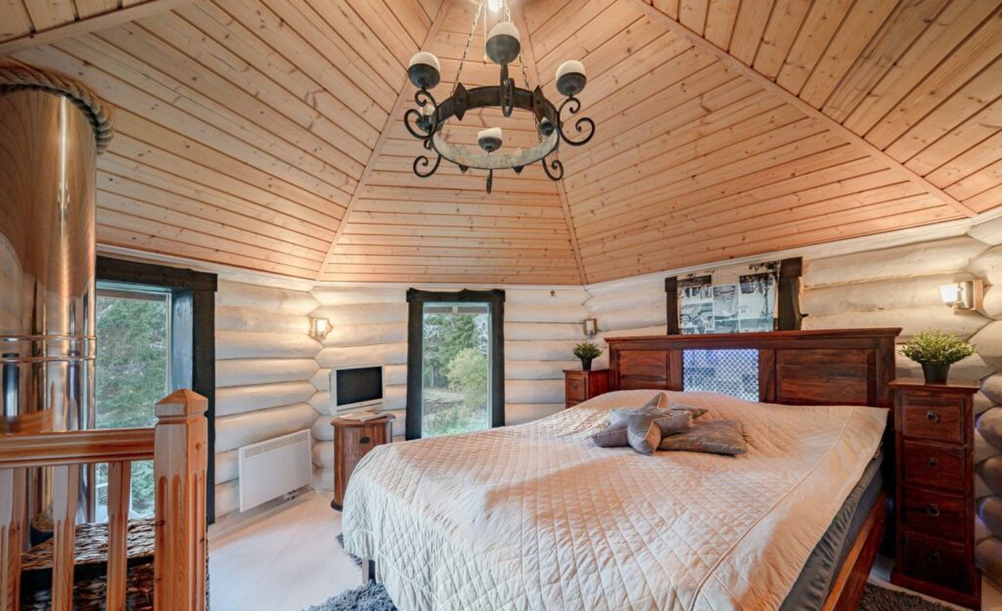 De slaapkamer op de bovenste verdieping.