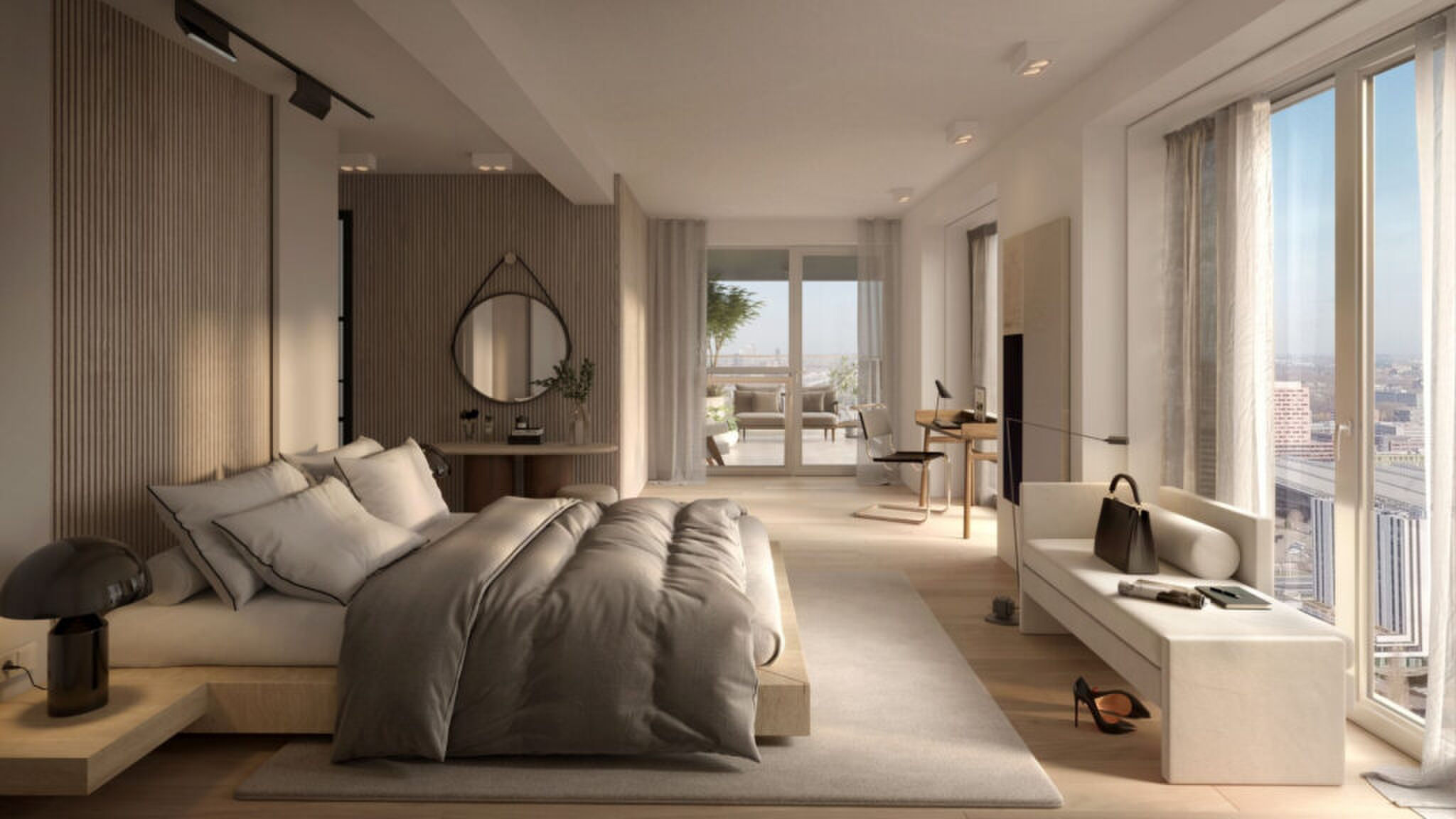 De slaapkamer met prachtig uitzicht.