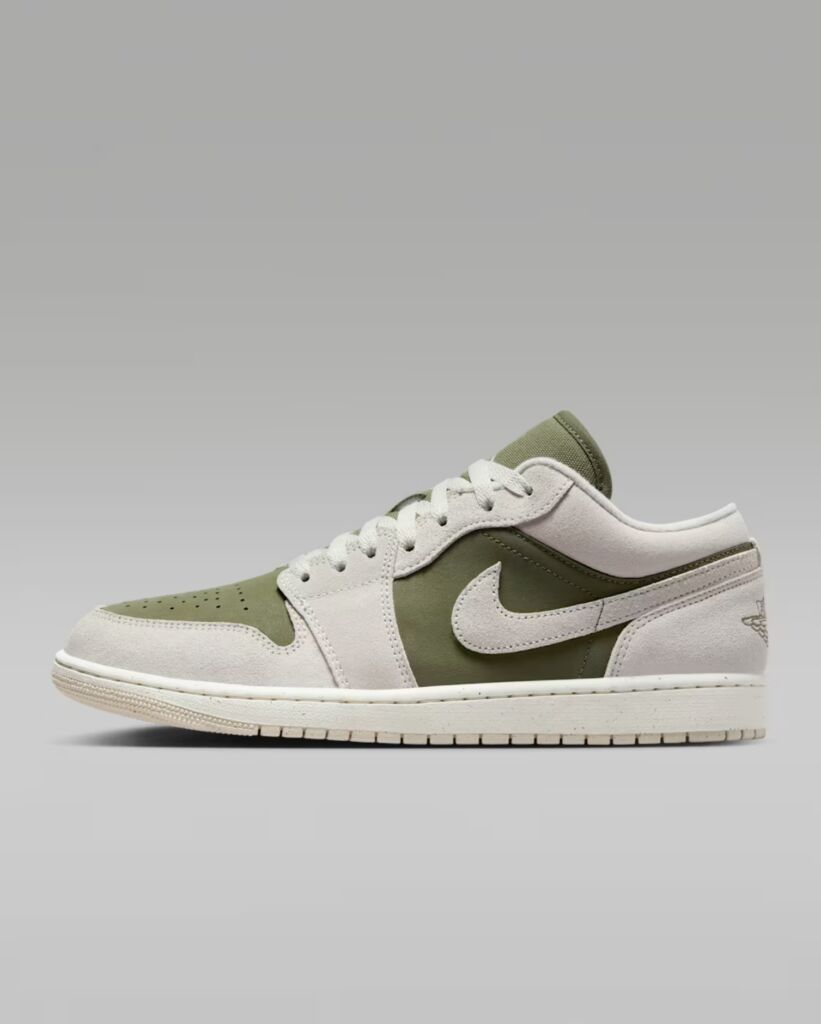 Nike Air Jordan 1 Low SE in grijs en olijfgroen