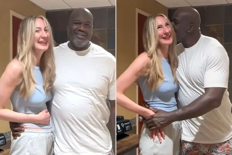 Ekaterina Lisina samen met Shaquille O'Neal