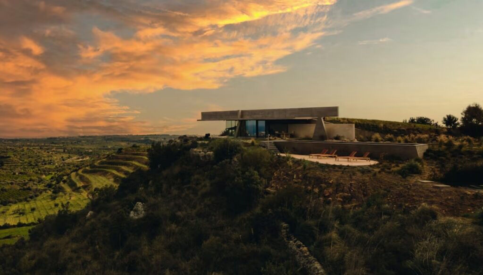 Het exterieur van de Italiaanse villa.