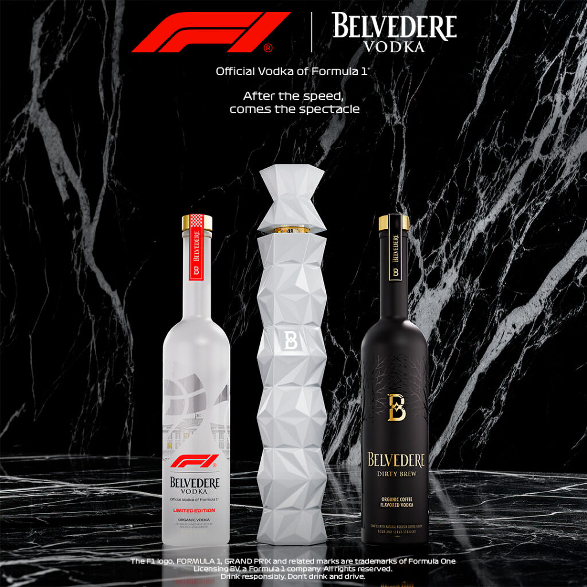 De nieuwe fles van Belvedere Vodka en F1