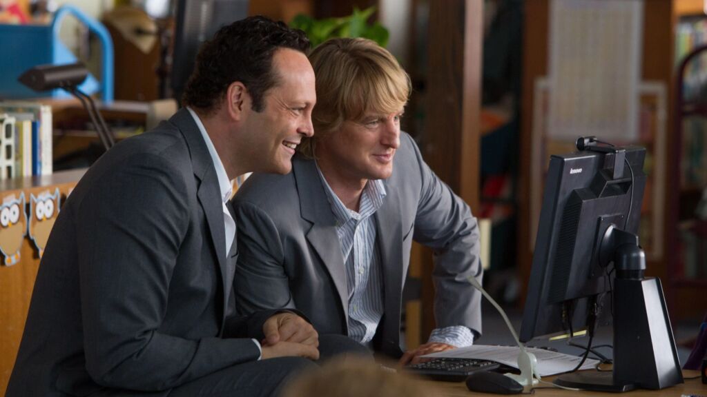 Twee mannen die blij zijn aan het werk te zijn in de film 'The Internship'