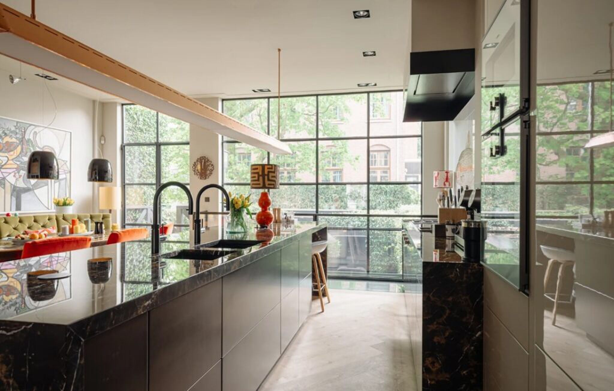 De keuken van de Amsterdamse villa.
