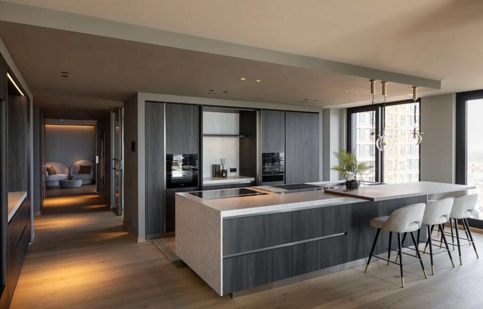 De moderne woonkeuken.