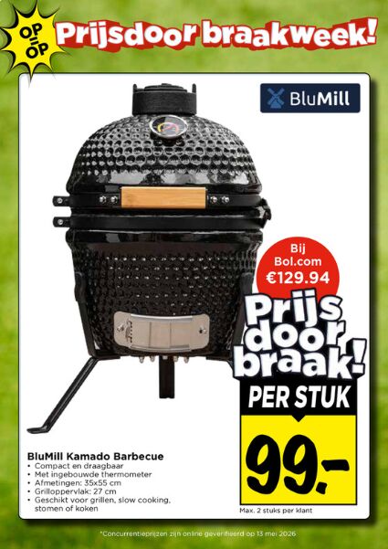 De BluMill Kamado in de folder van de Vomar