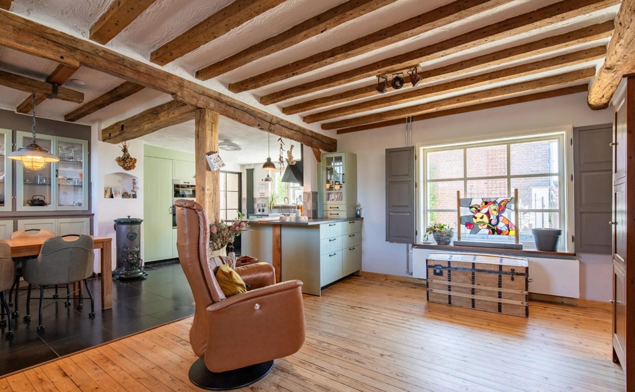 De binnenzijde van de boerderijwoning.