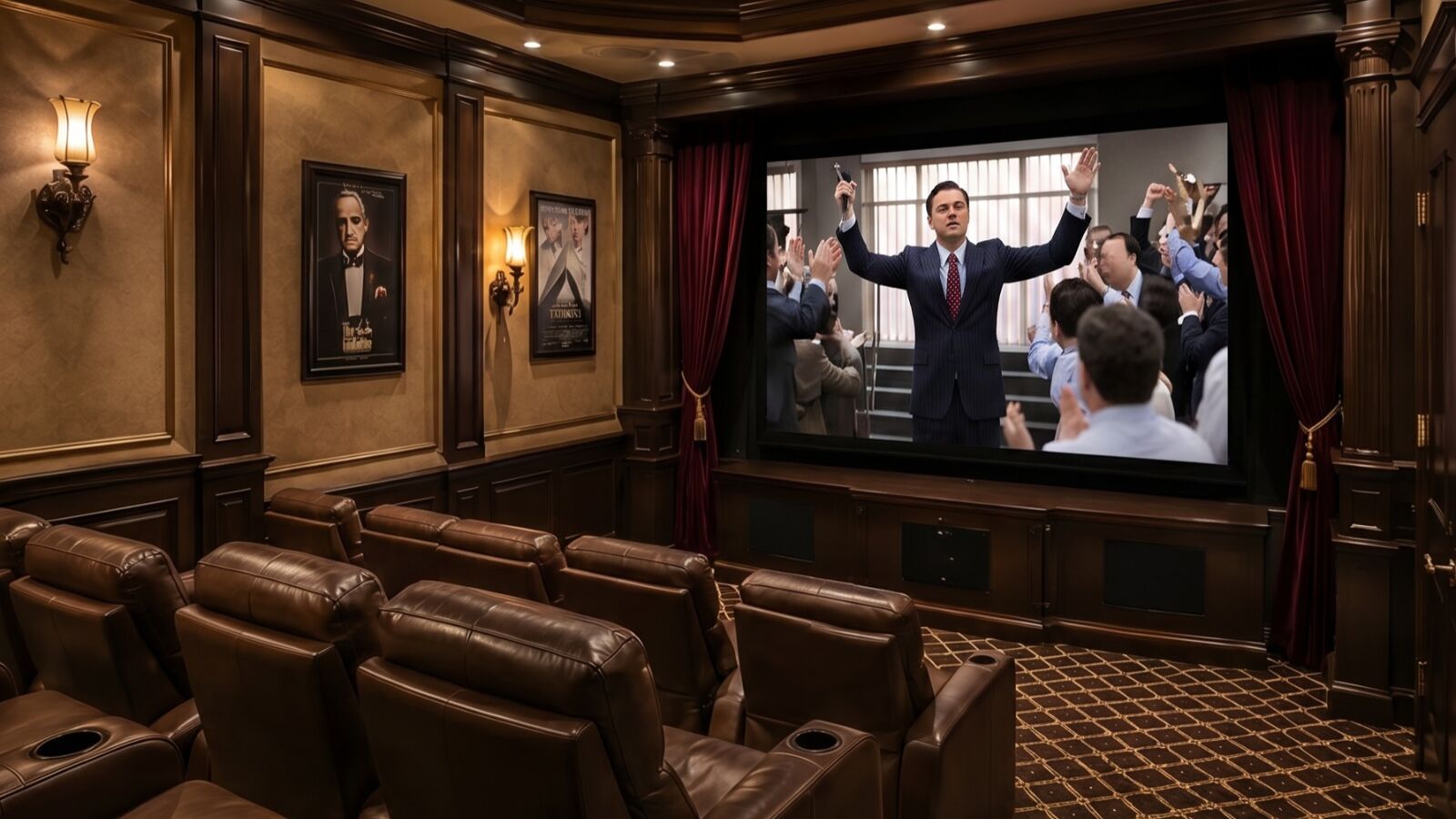 Een privébioscoop in de villa van The Wolf of Wall Street.