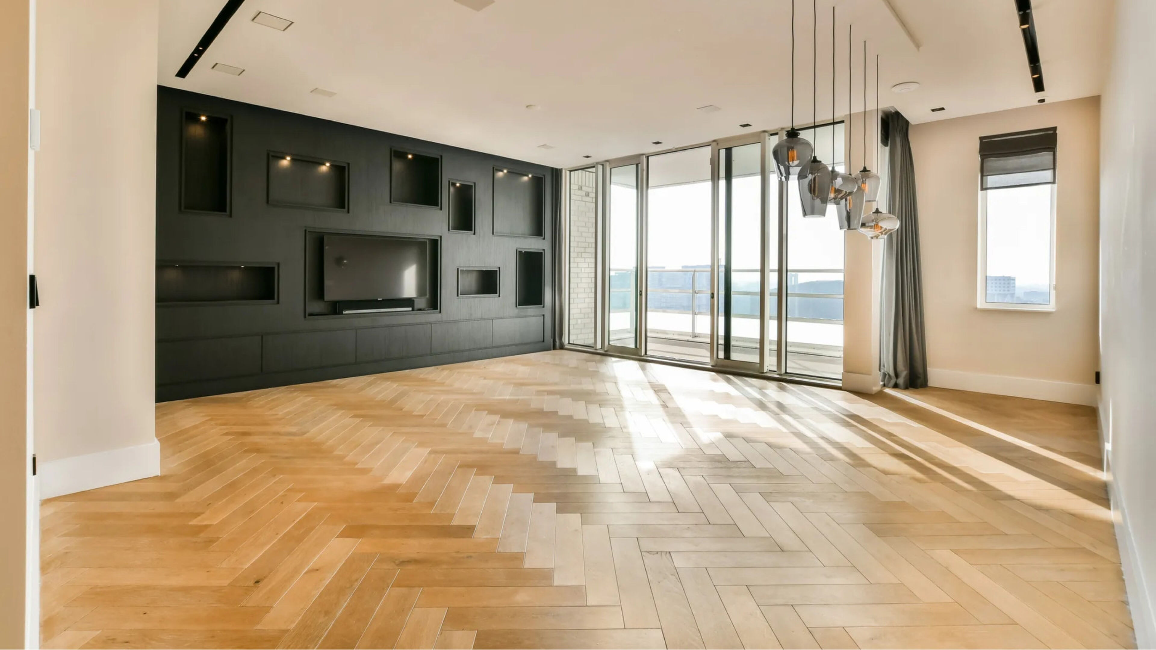 De woonkamer van het appartement van Hakim Ziyech.