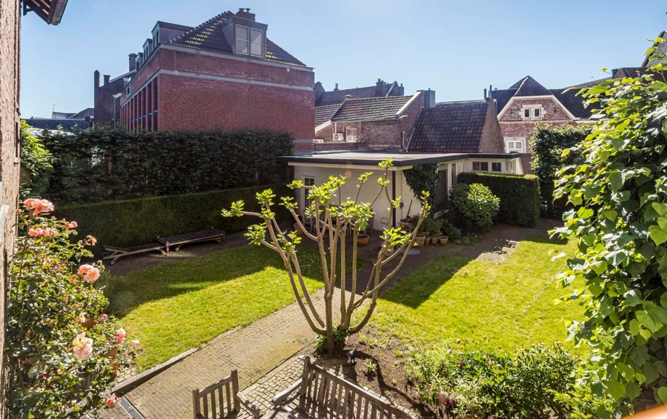 De royale achtertuin van het pand.