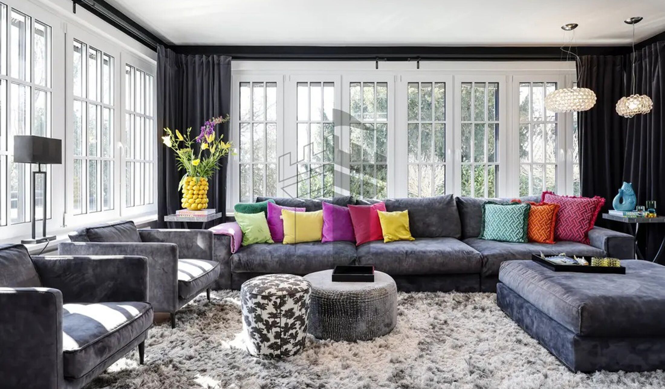 De living van de villa van Jürgen Klopp.