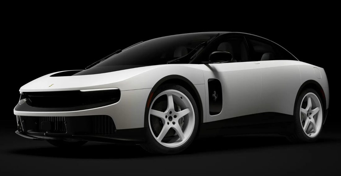 De voorzijde van de elektrische Ferrari.