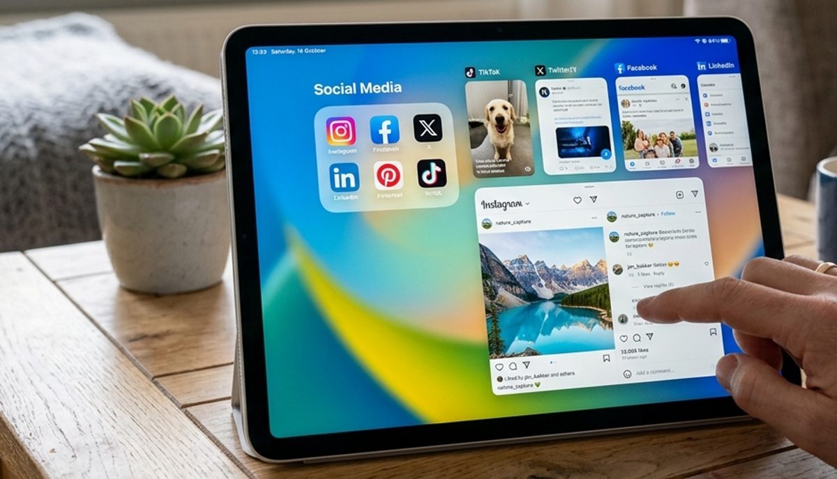Een iPad met sociale media waar mogelijk een maximale schermtijd voor komt.