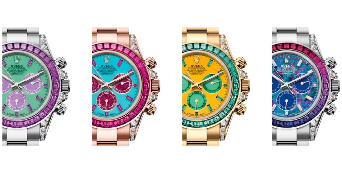 De vier exclusieve Rolex Daytona's.