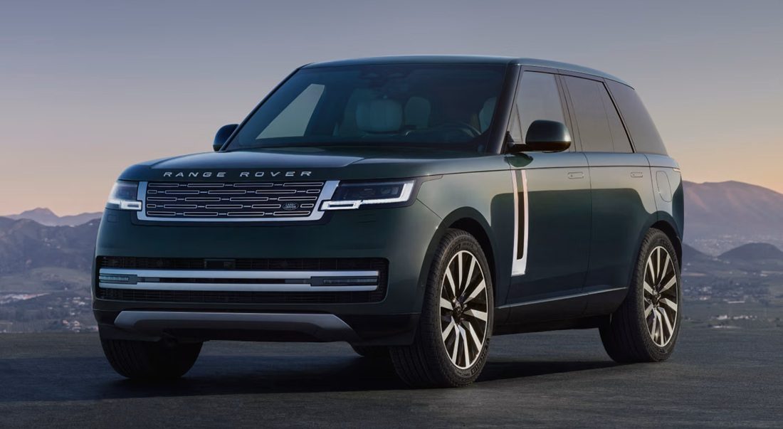 De voorkant van de elektrische Range Rover.