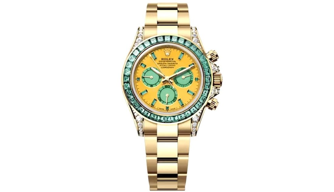Een van de speciale Rolex Daytona's die naar de veiling gaan.