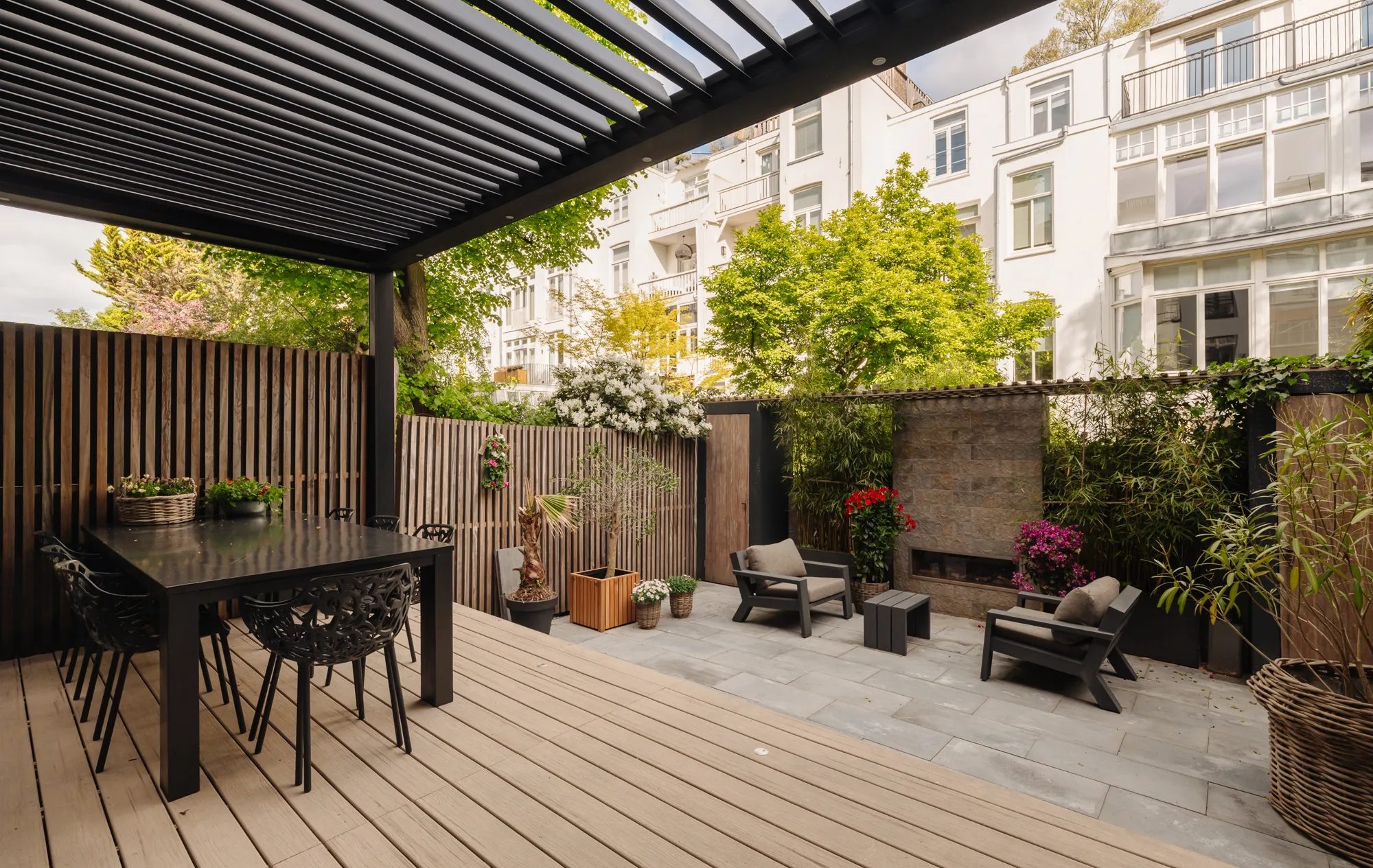 De tuin van een Amsterdams herenhuis op Funda.