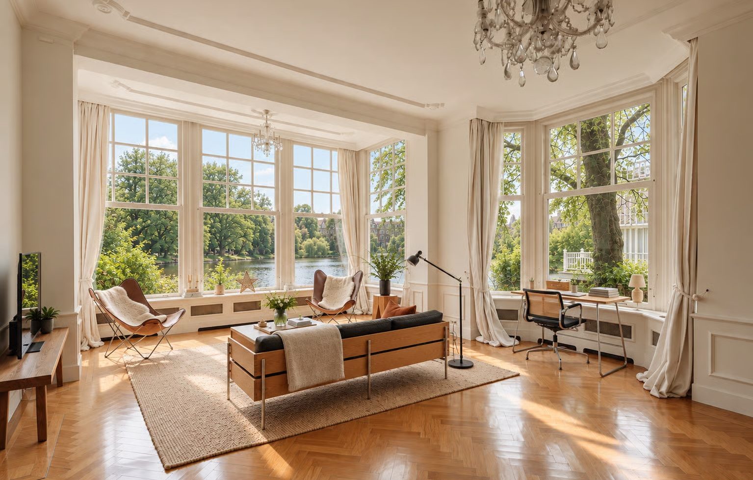 De binnenzijde van het woonhuis aan het Vondelpark.